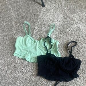 Target Mint Green and Black Crop Tops